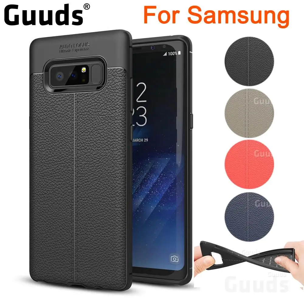 Guuds для samsung Galaxy Note8 S7 Edge S8 S9 Plus A3 A5 A7 J3 J5 J7 мягкая Роскошная Силиконовая задняя крышка с автофокусом личи