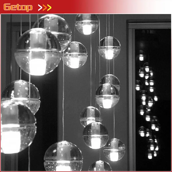 

GETOP 1pcs K9 Crystal Chandelier Magic Crystal Ball lustres de cristal Pendents Meteor Shower Crysal Lamp DIY Custom-made