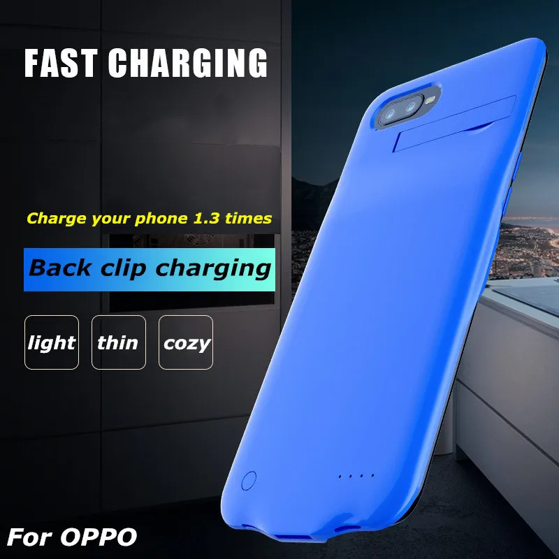 

6000mah Portable Power Bank Pack Charging Case For OPPO A7 A7X Battery Charger Cases External Powerbank Stand Back Cover