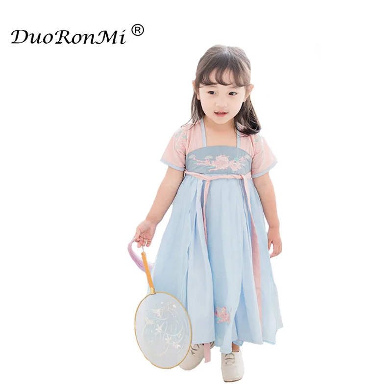 

Baby Girls Dress 2018 New Cute Dress Chinese Style Floral Embroidery Baby National Clothes Kids Dresses For Girl Clothing