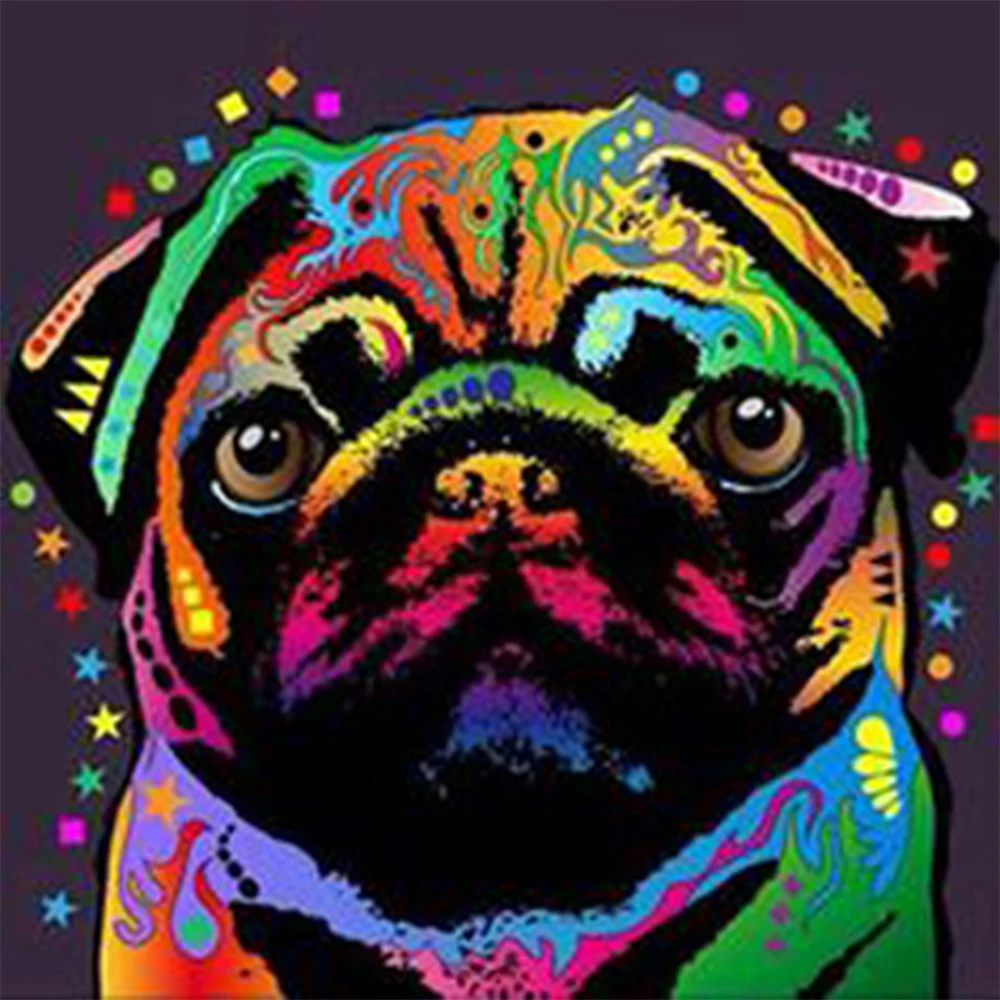 

LI LOYE DIY Diamond Mosaic Colorful dog Diamond Painting Cross Stitch Kits Diamond Embroidery Round Rhinestone Home Decor RT566