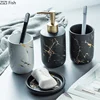 Ceramic imitation marble Bathroom Accessory Set Washing Tools Bottle Mouthwash Cup Soap Toothbrush Holder Household Articles ► Photo 2/6