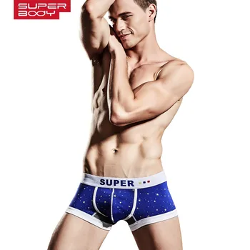 

Superbody Brand Men's Underwear Cotton Solf Underwear U Convex Pouch Stars Printing Boxers