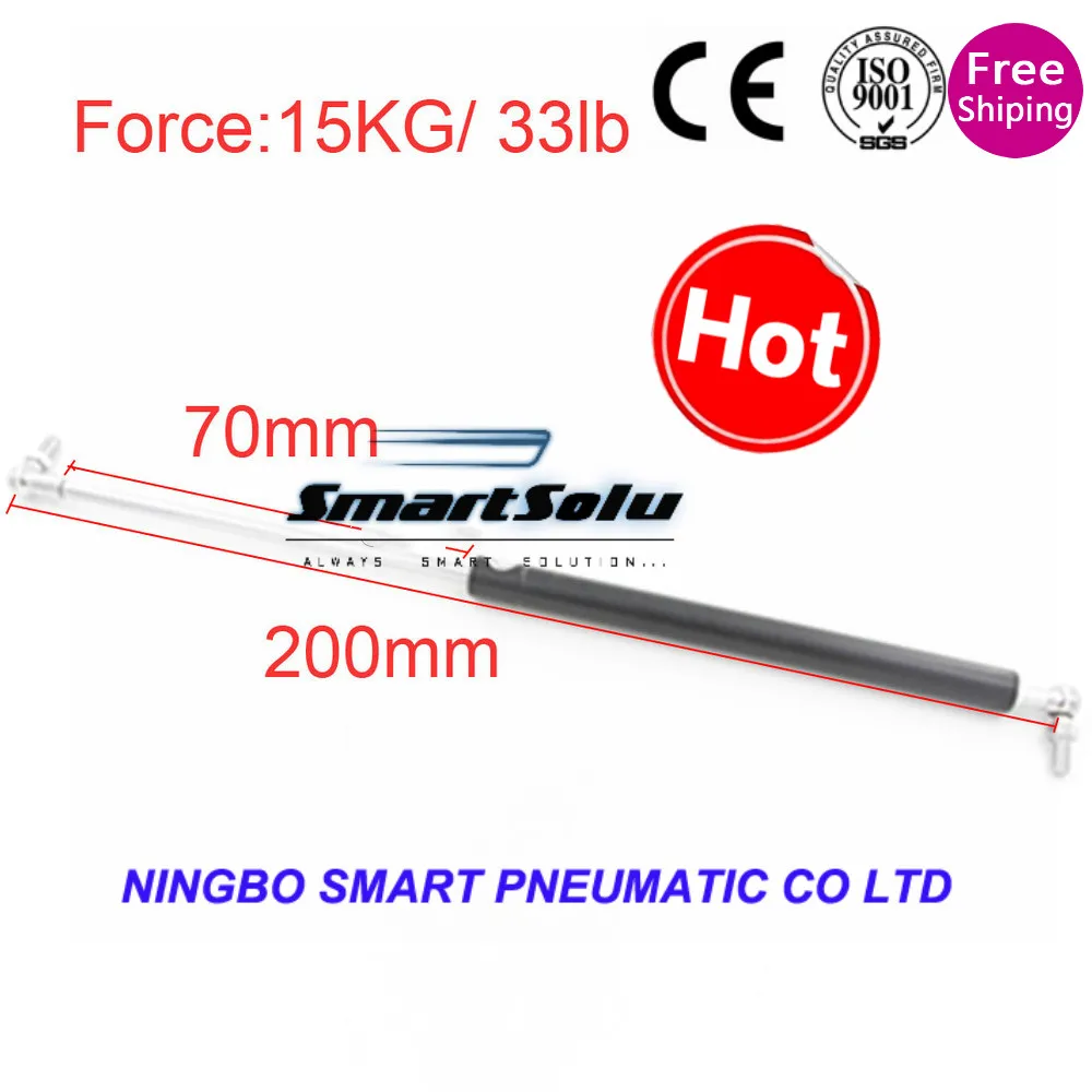 

free shipping Auto Gas Spring 15Kg / 33 lb Force 70mm Long Stroke Hood Lift Support Auto Gas Springs
