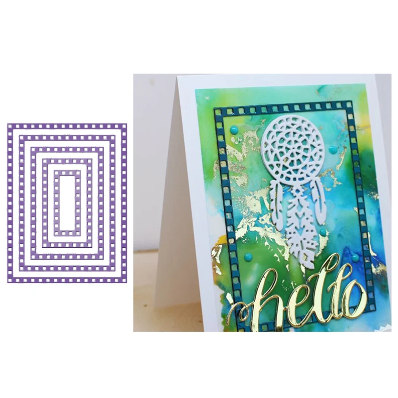 

Metal Cutting Dies Frame Background Checkered Stencils for DIY Scrapbooking Album Stamp Card Embossing New 2019 Die Cut