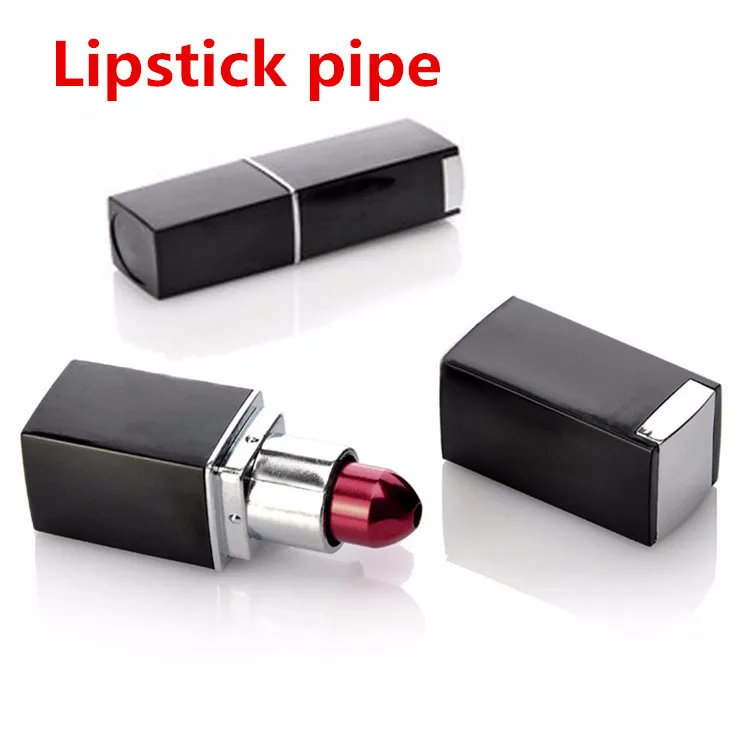 NEW Small Red Metal Lipstick Smoking Pipe Tobacco Herb Portable Pocket Size