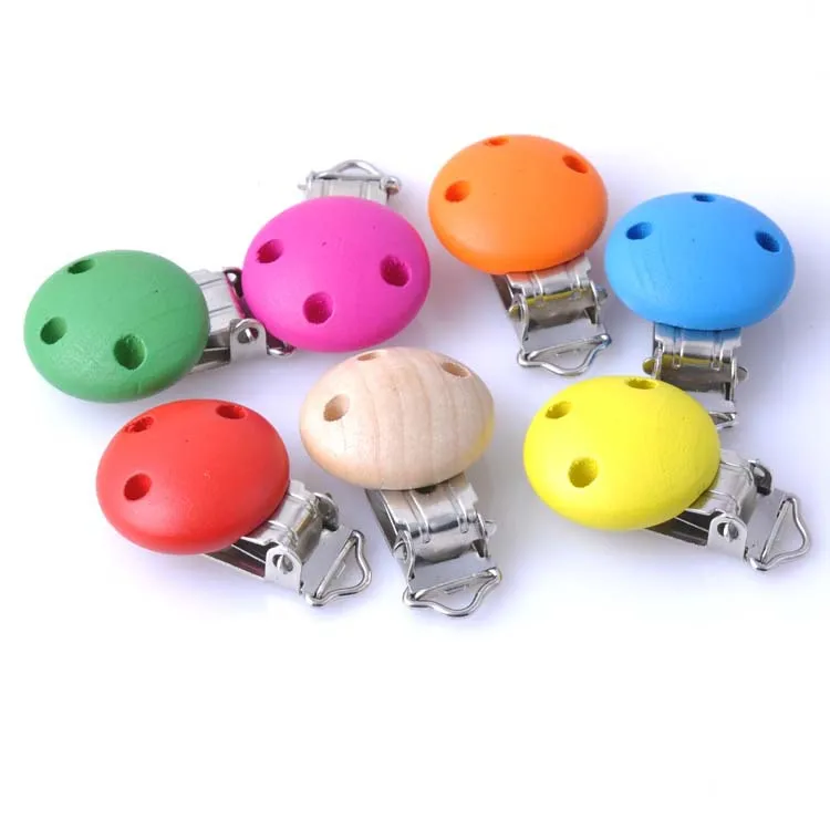 

1PCs Baby Pacifier Clip Round Wood Charms For Hamemake DIY Craft 30x45mm MT0123X