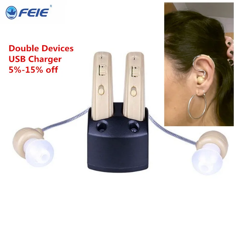 

Double Devices Rechargeable Hearing Aid Behind Ear Adjustable Volume Ears Earphones for the Eldely S-109S free shipping cost