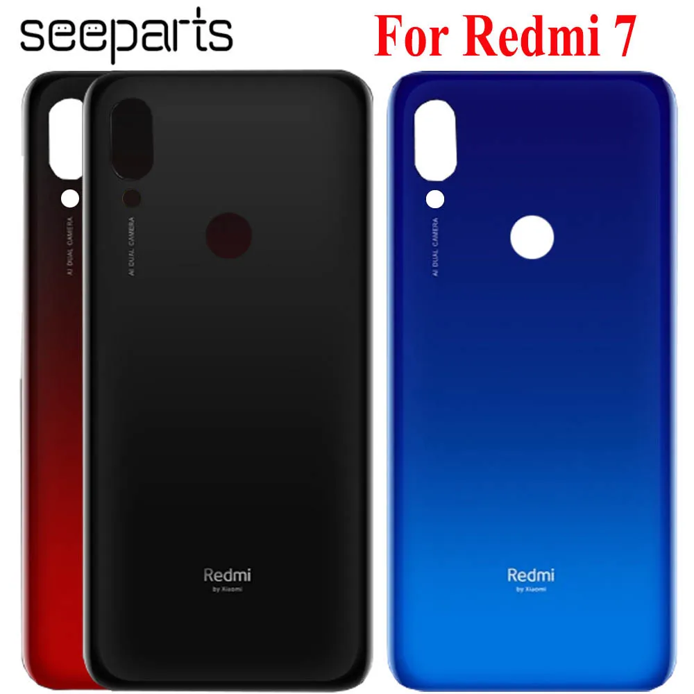 Для Xiaomi redmi 7 задняя крышка батареи Задняя Дверь Корпус чехол стеклянная панель redmi 7 Замена 6,2" redmi 7 крышка батареи