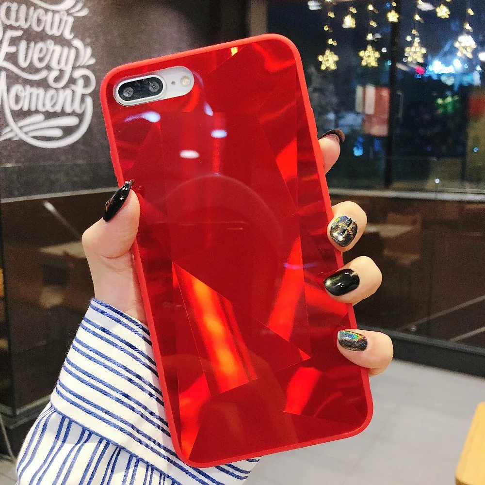Case For iPhone X Xr Xs Max Cover Luxury 3D Diamond Mirror Soft Jelly Silicone (3)