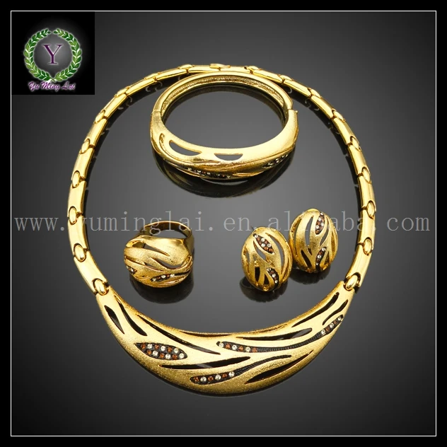 Wholesale 24k gold color plated Nigerian jewelry set which match