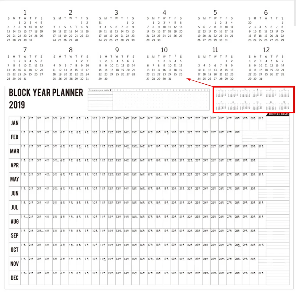 Год 365 дней настенный бумажный календарь офис школа ежедневник заметки, очень большой исследование год План расписание 73*51,5 см