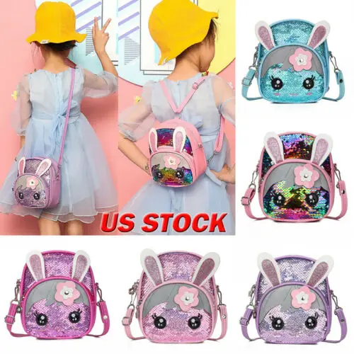 

Cute Kids Toddler Girls Sequin Rabbit Schoolbag Backpack Shoulder Bag Satchel