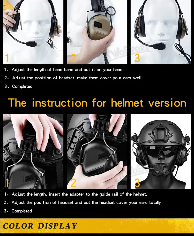 Tactical Communication Headset Outdoor Shooting Airsoft CS Headphone Head Wearing Version & Helmet Version Headphones