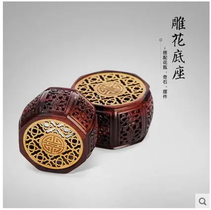 

wood carve hollow out base redwood pedestal home decoration collection display stand vase potted base miniature garden