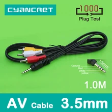 AV Cable 3.5mm Jack to 3 RCA Audio Video Cable Male to Male for Android TV Box Speaker Television Projector VCD DVD MP4 Player