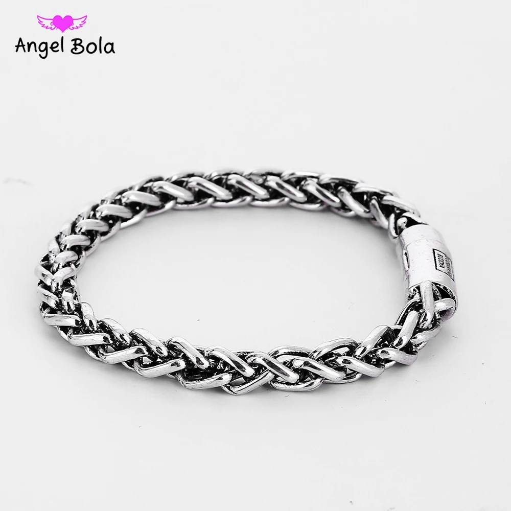 

Cool Fashion High Quality Ancient Silver Buddha Bracelet Pop Punk Rock Style Round Chain Link Biba Bangle Women Jewelry B1207-3