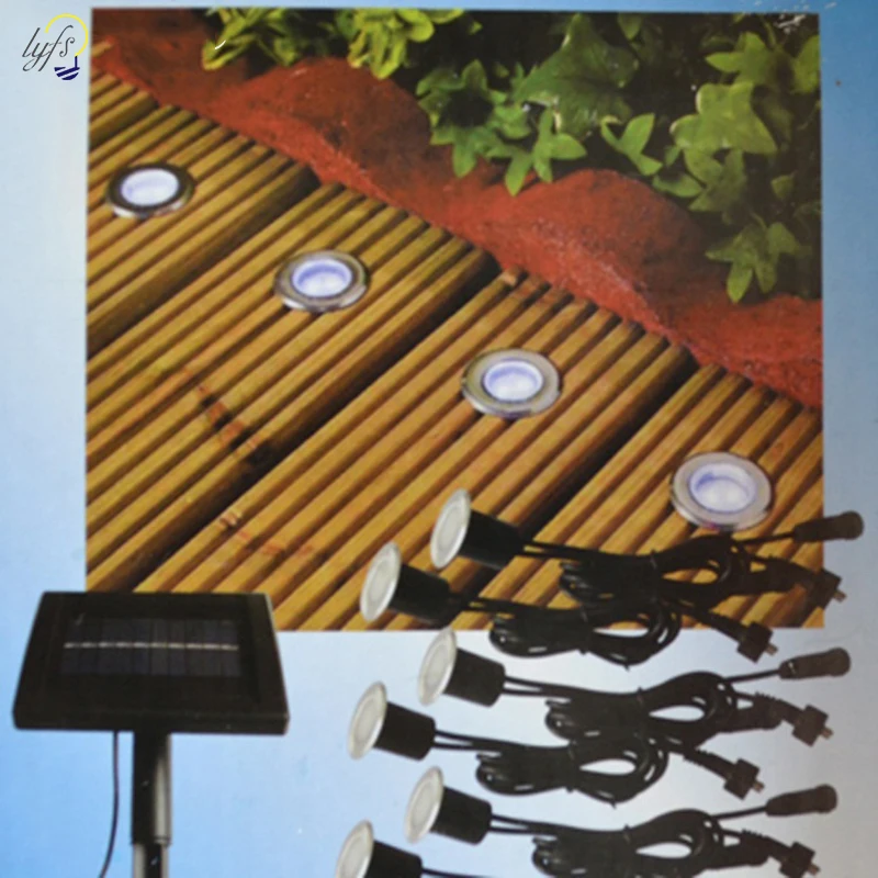 Koop Solar Stainless Underground 8 Licht Hoofden 16 LED Brick Deck Lamp Solar Floor Begraven Light Garden Pathway Spot Verlichting
