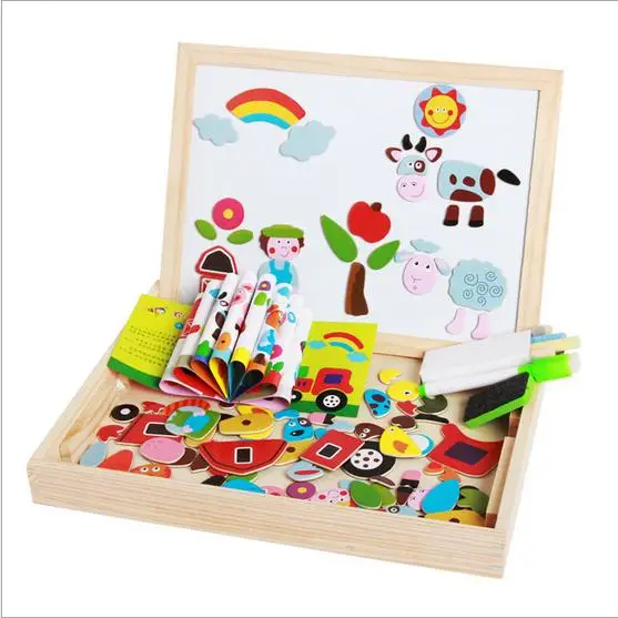 Multifunctional Educational farm Animals Wooden Puzzle Toys for Children Kids