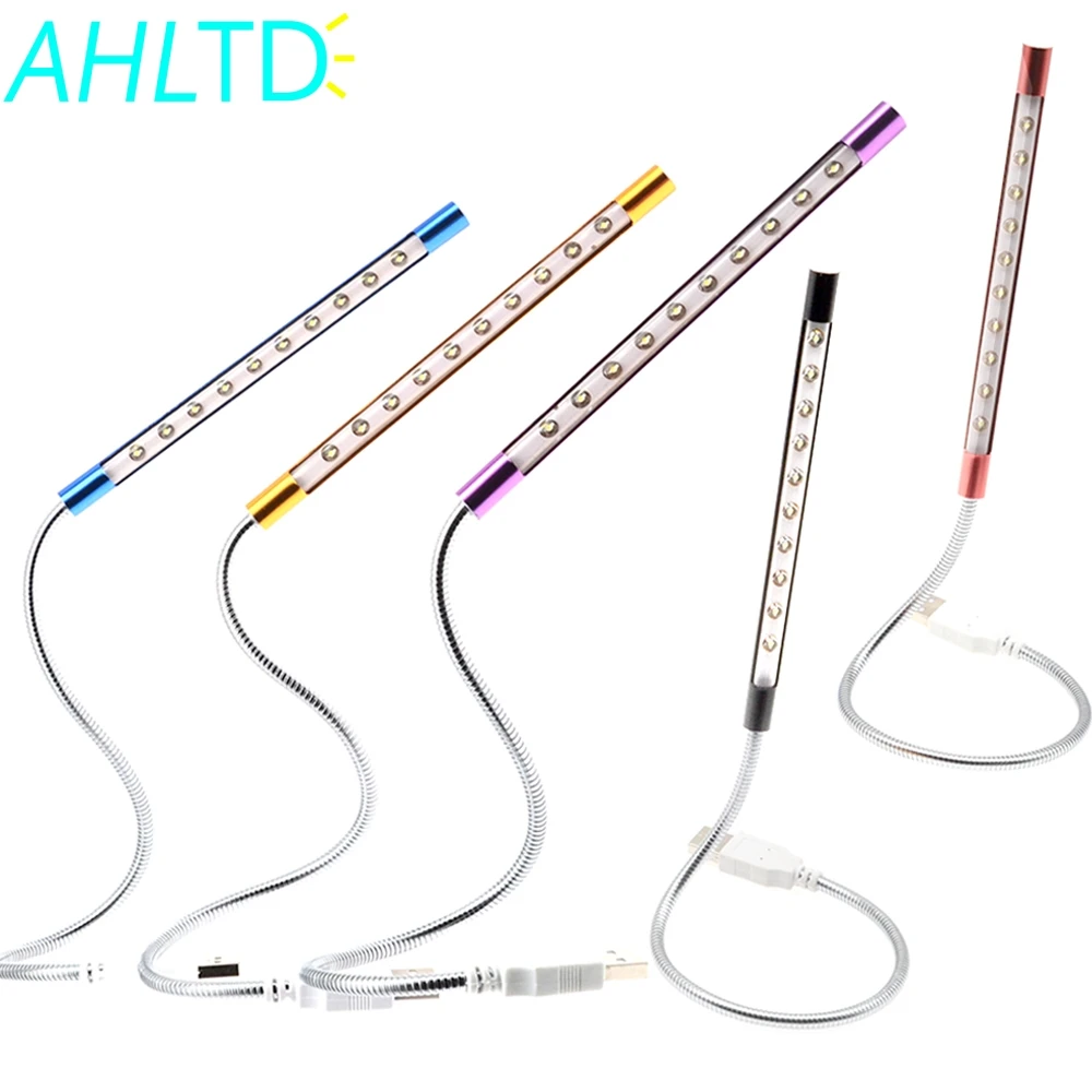 

1X Flexible Bright Mini 10LED USB Metal Shell Desk Book Reading Car-mounted lamp Computer Lamp for PC Notebook Lap top Lamp