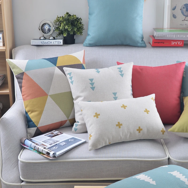 Желтые Декоративные подушки Чехлы для домашнего декора синий диванные геометрические подушки декоративные подушки для дивана, размером 45*45 см