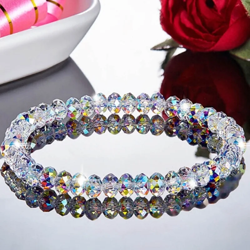 

New Fashion Colorful Crystal Beaded Bracelets For Women Sweet Temperament Handwork Bracelets & Bangles Charms Jewelry