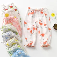 Милые штаны с рисунком фонариков для мальчиков и девочек мягкий хлопковый для младенцев сетчатые дышащие противомоскитные штаны