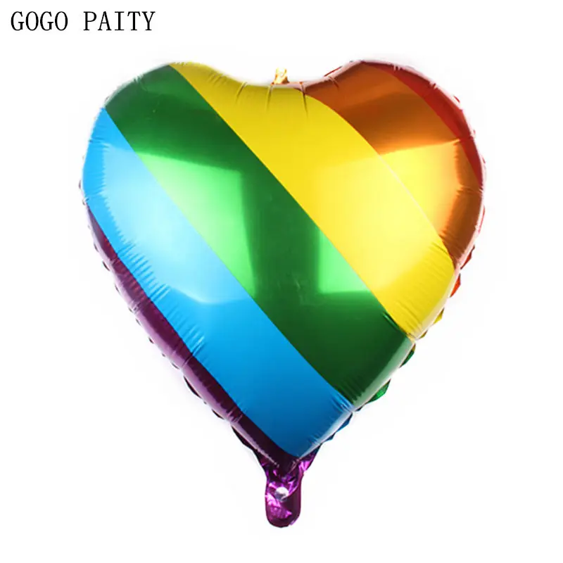 

GOGO PAITY New 24 inch rainbow heart shape aluminum balloon holiday party birthday layout decorative balloons wholesale