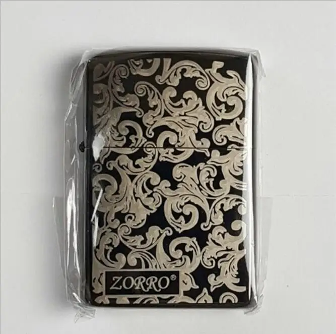 

Hongkong Zorro genuine kerosene lighter, Z8652A black ice 3D Tang grass oil lighter.