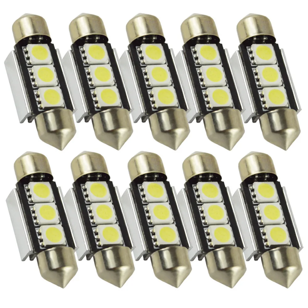 

10 pcs led Dome Lights 36mm festoon canbus 3smd 5050 heat fin 36/39/42mm festoon canbus auto car interior lights