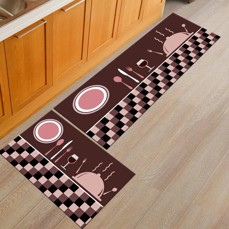 

2pcs Kitchen Mat Set Anti-slip Bathroom Carpet Home Entrance Hallway Mat Tapete Living Room Bedroom Doormat Kitchen Area Rugs