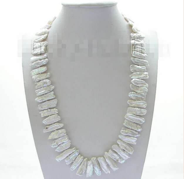 

>>>>>>NEW 17.5" 23mm baroque tooth white BIWA pearls necklace j8598