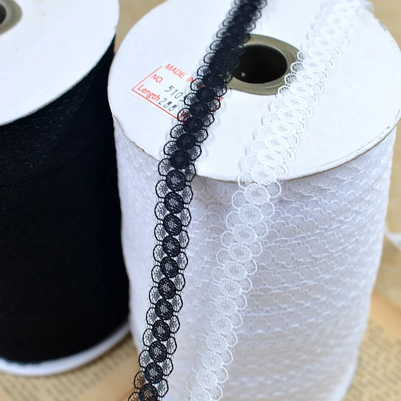 30M/lot High quality black white polyester cotton trim accessories