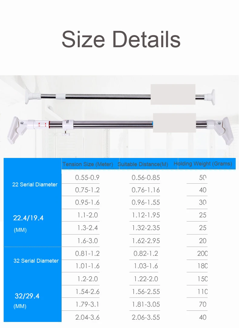 Large Extension Curtain Rod Adjustable (4)