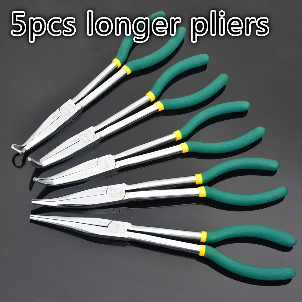 5pcs 11 Inch Long Nose Pliers Bending Lengthened Clamp Beak Tip longer