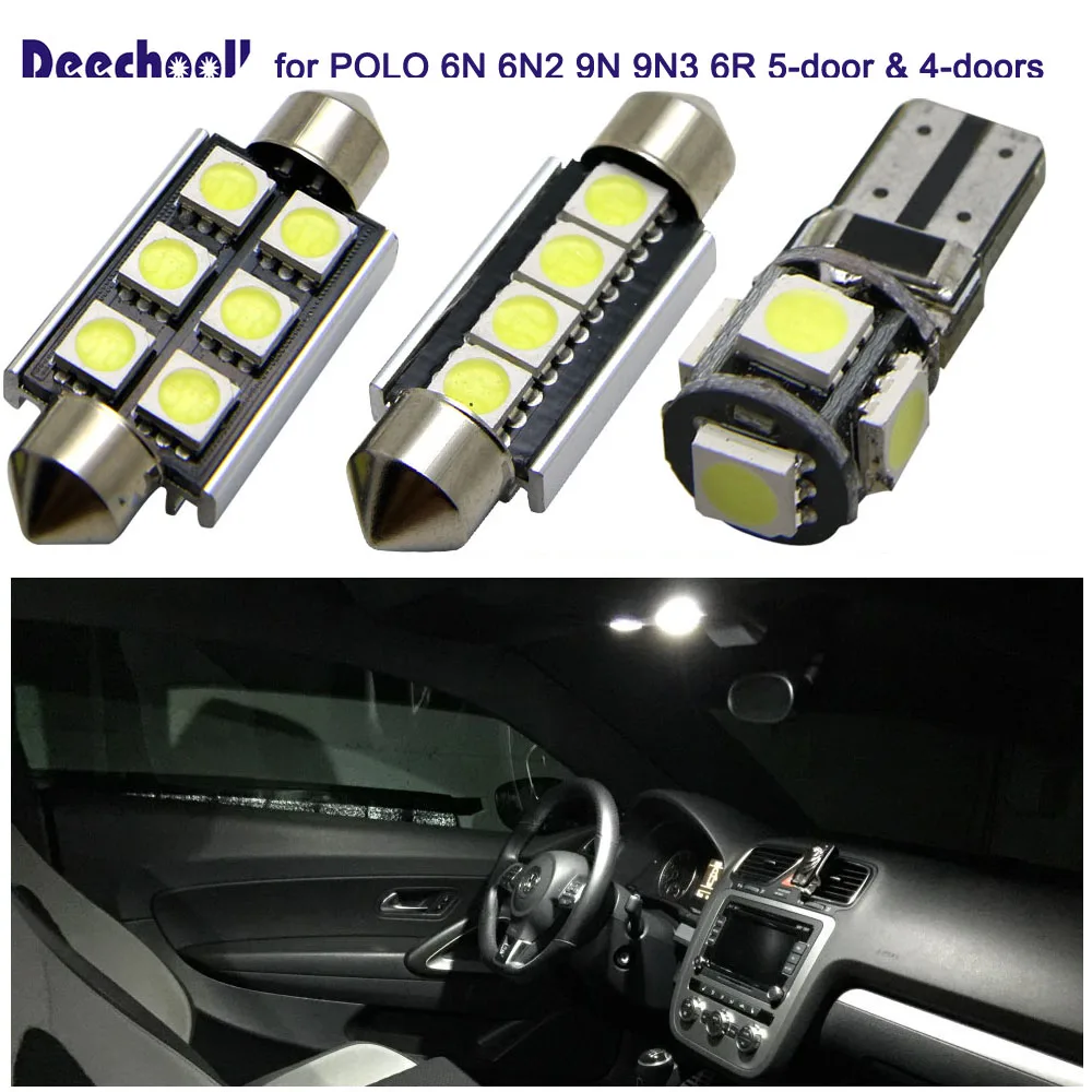 deechooll 10x Car LED Bulbs for Volkswagen POLO,Auto Interior Lights