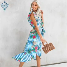 Ameision Plus Size 2019 Bohemian Women Summer Dress Sexy Elegant Party Night striped flower Print slanted shoulder Beach Dresses cartoon print striped night dress
