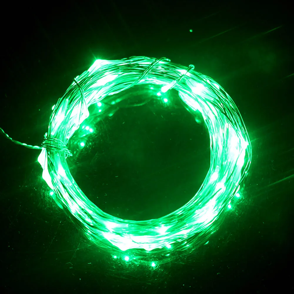 10 м 100 светодиодный Светодиодный гирлянды наружные рождественские сказочные огни теплый белый серебряный провод светодиодный Звездные огни DC 12 В Свадебные украшения - Испускаемый цвет: Green