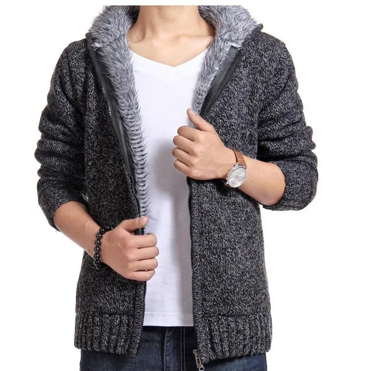 Мужские теплые свитера кардиган верхняя одежда зимняя теплая вязаная куртка с