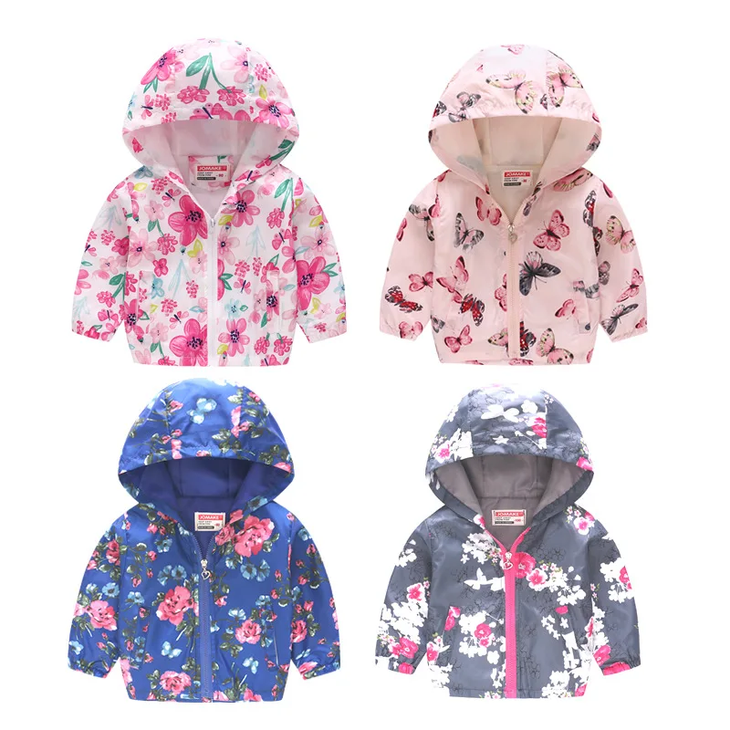 Ветровка для девочек; пальто; свитшоты для детей с цветочным принтом; спортивная куртка для девочек; толстовки с капюшоном; куртки для мальчиков; осенние куртки