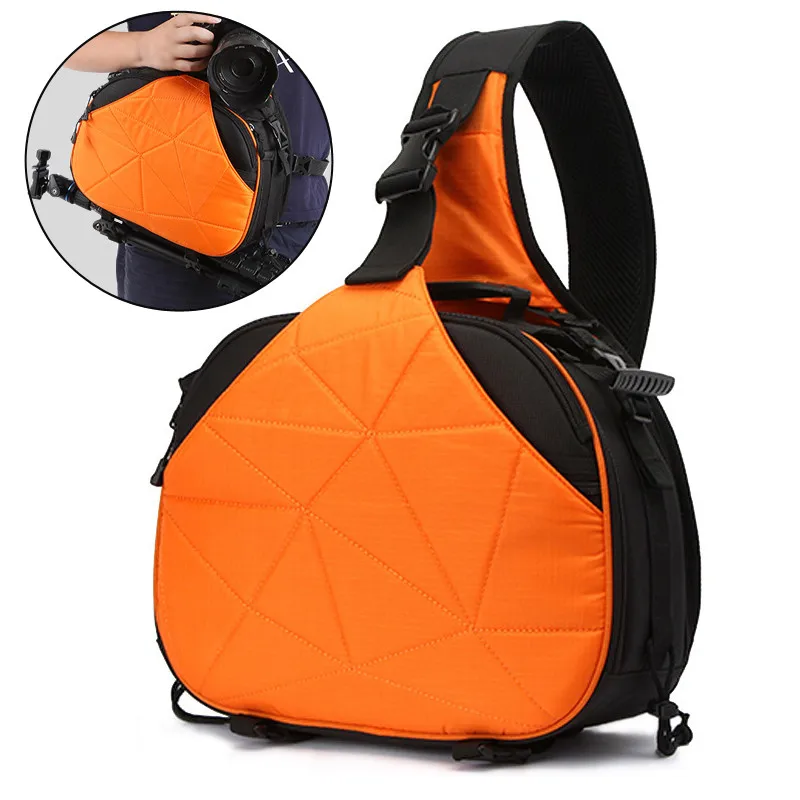 DSLR Camera Triangle Sling Shoulder Cross Body Waterproof Soft Padded Men Women Bag Black Orange Case for Canon Nikon Sony SLR DSLR Camera Triangle Sling Shoulder Cross Body Waterproof Soft Padded Men Women Bag Black Orange Case for Canon Nikon Sony SLR