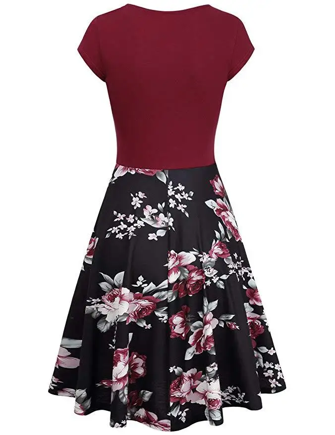 S-3XL Plus Size Summer Women Dresses Female Floral Print 50S 60S Vintage Rockabilly Dress Casual Dot A-Line Retro Dress Vestidos