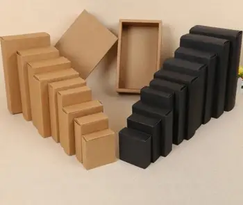 

10pcs/lot- Blank Kraft Paper Drawer Boxes Black Paperboard Packaging Box DIY Handmade Soap Craft Jewel Party Gift Boxes