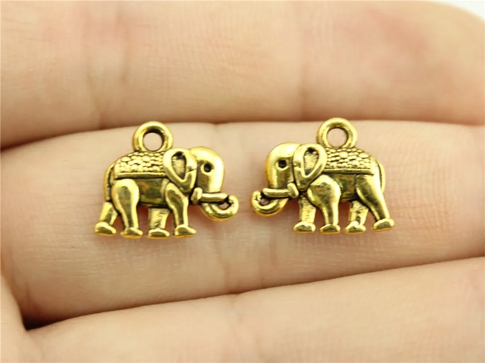 WYSIWYG 12pcs 13x12mm Thai Elephant Charm Elephant Lucky Charm Double