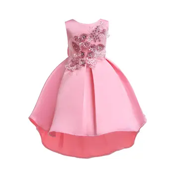 

Cute Embroidered Solid Color Princess Dress for Girls