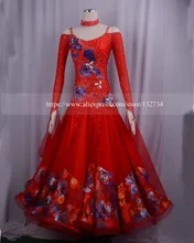 Standard Ballroom Dancing Costume 100% New Sparkle Glass Stone Women Modern Waltz Tango Ballroom Dance Competition Dresses