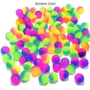 

100pcs Bouncy Ball Floating Elastic Matte Bouncing Double Color Colorful Balls Pinball Mixed Kid Funny Outdoor Play Toys Plastic