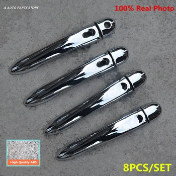

ABS Chrome Side Door Handle Cover Trim Left-Handle Drive With Smart Key Hole 8pcs / set For Renault Captur 2014 2015 2016 silver