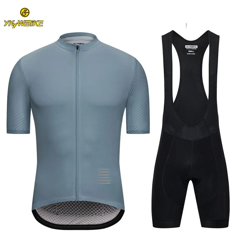 

YKYWBIKE Men Cycling Jersey Set Bike Bib Shorts High density Sponge padded Mtb Roupa Ciclismo Cycling Bib Set Cycling Clothing