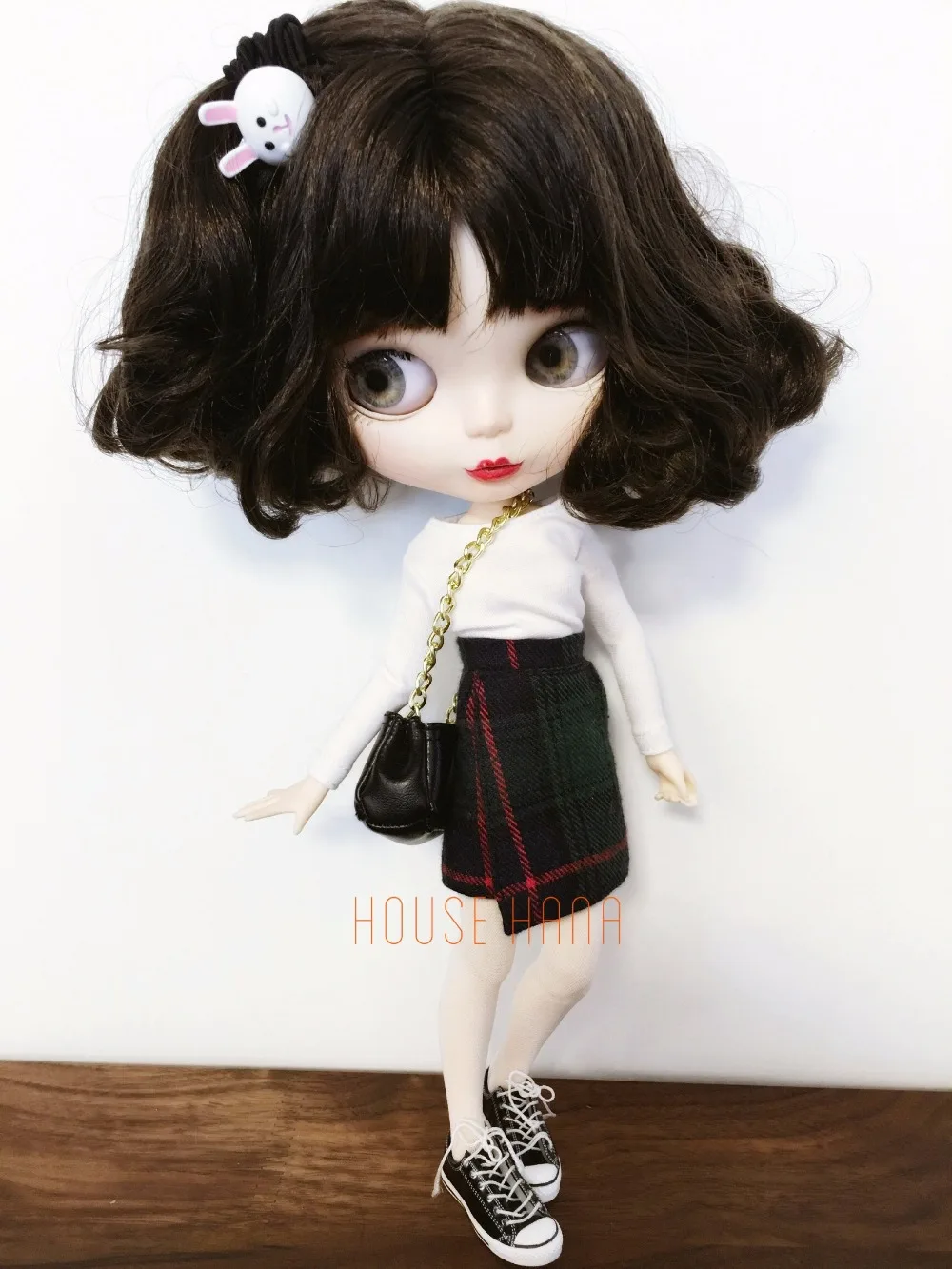 3PCS/Set Jasper Grid Skirt + White T-Shirt Socks for Blyth Licca Azone Ob24 Dolls Accessories | Игрушки и хобби